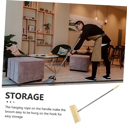 Bristle Broom Long Handle for Home Cleaning Soft Bristles for Floor and Carpet Dust Sweeper for Kitchen Living Room and Bathroom Use
