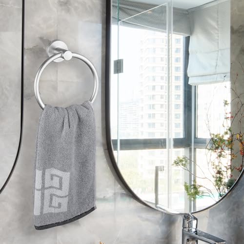 Bathroom Hardware Set, Towel Ring & Toilet Paper Holder, Stainless Steel SUS304, Hand Towel Hanger & Toilet Roll Holder, Sturdy Bathroom Accessories for Home or Kitchen Brushed Nickel - color: Brushed Nickel