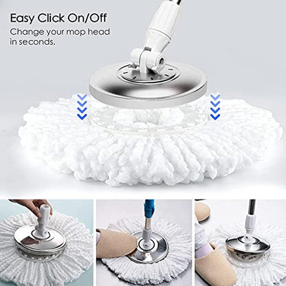 3 Pack Spin Mop Replacement Head 360° Microfiber Mops Refills Easy Cleaning Round Shape Standard Size