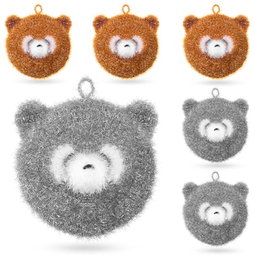 Breling 6 Pieces Raccoon Shape Dish Sponge Dual Sided Non Scratch Dish Washing Scrubbers, Reusable Household Cleaning Kitchen Tools for Dishwashing Washing Dishes Cookware - style: Raccoon