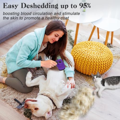 Dipoo Self Cleaning Cat & Dog Grooming Brush - Skin Friendly Deshedding Hair Brush for Haired Dogs & Puppies, Purple - color: Purple