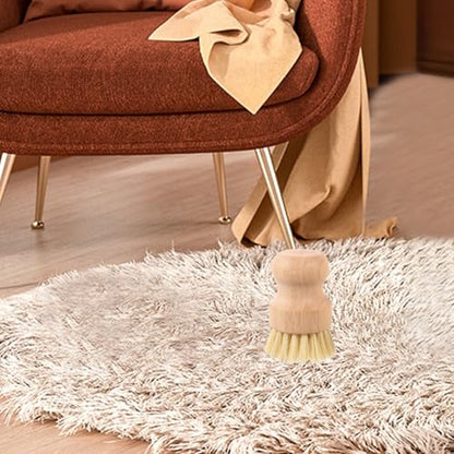 GARVALON 2pcs Palm Scrub Brush Coconut Fiber Kitchen Cleaning Brush Set Stiff Bristles Multipurpose Pot and Dish Scrubber for Household Sink and Pan Cleaning