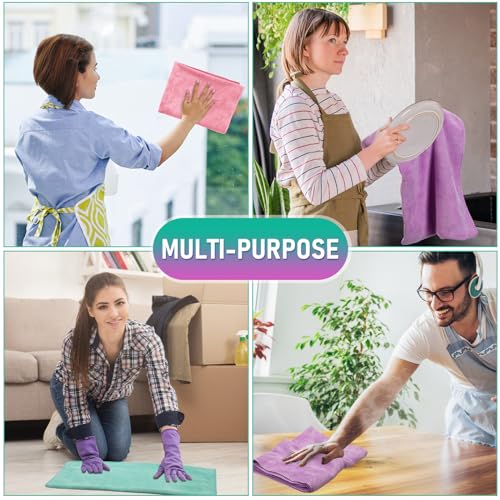 Newwiee 6 Pcs Extra Large Microfiber Cleaning Cloth 30" x 20" Washable Reusable Microfiber Towel Streak Free Lint Free Cloth for Cleaning Home Glass Office Window Bathrooms (Pastel Colors) - color: Pastel Colors