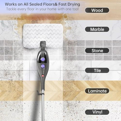 Steam Mop,12 in 1 Steam Cleaner for Home,15s Fast Heat-Up Steam Mops for Floor Cleaning with 180° Adjustable Mop Head,Detachable Handheld Steamer for Hardwood,Tile,Carpet, Clothes,Windows & Furniture