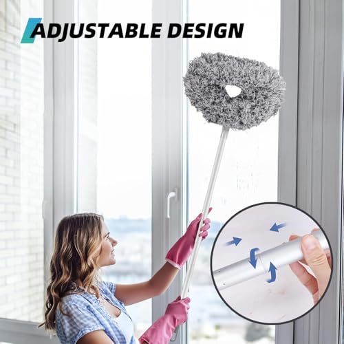 DRQ Ceiling Fan Cleaner Duster, Reusable Microfiber Duster with Extension Pole, 13 to 48 Inch Fan Blade Cleaner, Removable Dusters for Cleaning Walls Bookshelves Door Window Top (Grey) - color: Gray