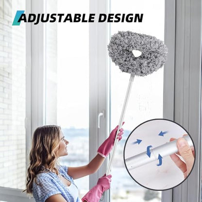DRQ Ceiling Fan Cleaner Duster, Reusable Microfiber Duster with Extension Pole, 13 to 48 Inch Fan Blade Cleaner, Removable Dusters for Cleaning Walls Bookshelves Door Window Top (Grey) - color: Gray