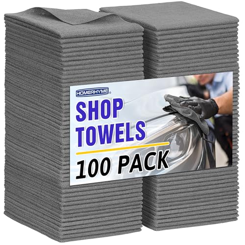 Microfiber Cleaning Cloth, 100 Pack Cleaning Rags Microfiber Towel Bulk Absorbent Lint-Free WashCloths, All-Purpose Towels for Cars, Shop, Automotive, Garage, Home Kitchen 11.5"*11.5", Grey - color: Grey, style: 100 Pack