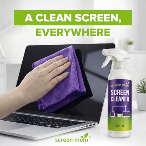 Screen Mom Screen Cleaner Spray 2 Pack-16oz for TV, Car, Laptop & Computer | Streak-Free Formula, Alcohol & Ammonia Formula, Safe for TVs, OLED, Tablets & Phones, Gentle Cleaning, Residue-Free Finish - size: 32 Fl Oz (Pack of 1)