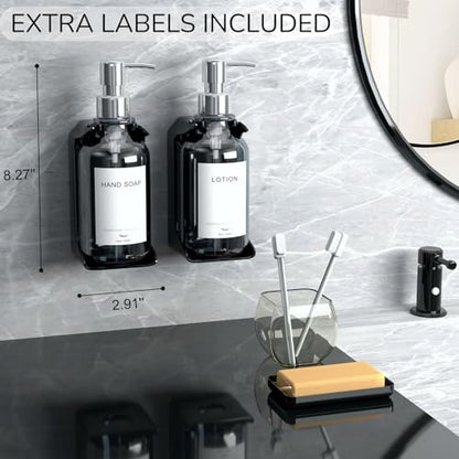 Stylish Shampoo and Conditioner Dispenser - Shower Soap Dispenser Wall Mounted - 16 oz Set of 3 Plastic Clear Bottles with Silver Pumps - Modern Shower Dispenser, Shower Shampoo Dispenser 3 Chamber - color: Clear