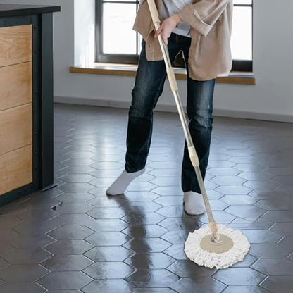 Spin Mop Replacement Handle, 47.6-inch 360 Degrees Rotating Telescopic Replacement Mop Stick with Robust Reinforced Plastic Disc for Spin Mop Bucket Cleaning System (Plastic Disc,Khaki) - color: Khaki, style: Plastic Disc