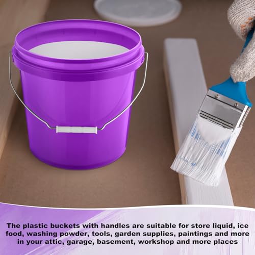 Tioncy 10 Pcs 2 Gallon Plastic Bucket with Lid Heavy Duty 2 Gallon Bucket Pail with Lid Handle for Storage Container Home Household Cleaning (Purple) - color: Purple