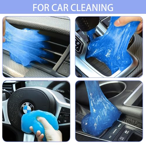 Car Cleaning Gel 2 Pack, Reusable Cleaning Putty for Car Interior Vent Keyboard Cup Holder, Auto Detailing Slime, Non-Sticky Car Cleaning Supplies Blue Yellow
