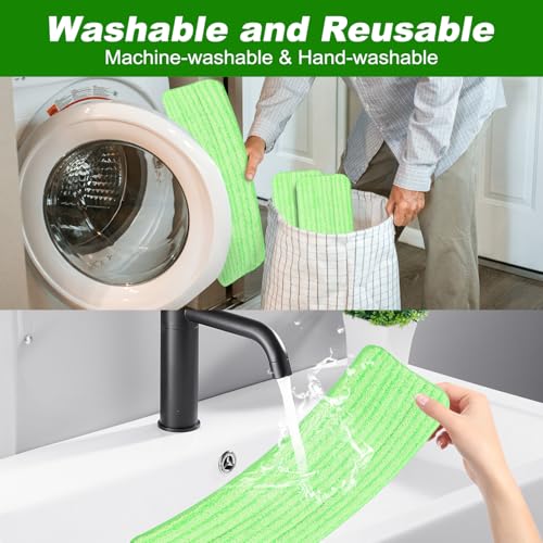 10 Pack Microfiber Cleaning Mop Pads Compatible with Bona Mops, 18-Inch Reusable & Washable Replacement Pads, Wet & Dry Mop Pads for Hardwood, Tile & Multi-Surface Floors