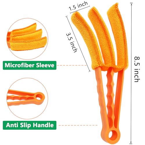 3 Pack Microfiber Feather Duster with 6 Microfiber Sleeves, Window Blind Cleaner, Blind Duster, Blinds Cleaning Tools