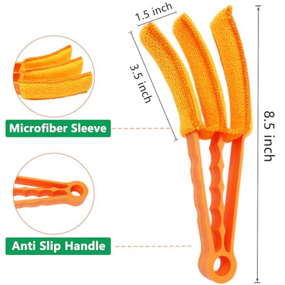 3 Pack Microfiber Feather Duster with 6 Microfiber Sleeves, Window Blind Cleaner, Blind Duster, Blinds Cleaning Tools