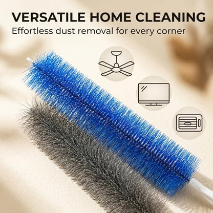 Fan Cleaner Brush, Bendable Microfiber Fan Duster, Reusable Fan Cleaning Brush for Ceiling Fans, Air Vents, Blinds, Curtains, Car Vents & Household Cleaning (3, Blue) - color: Blue