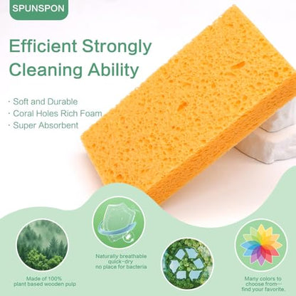 Large Cellulose Sponges, Kitchen Sponge for Dish, Thick Heavy Duty Scrub Pads, Non-Scratch Scrubber for Household/Cookware/Bathroom/Office/Boat 5.5" x 3" x 1" (7 Pack) Yellow - color: Yellow