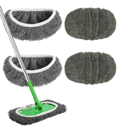 Reusable Microfiber Mop Pads Washable Wet Pads Compatible with Swiffer Sweeper Refills Pads for Wet & Dry Sweeping Cloths Mop Head Replacement for Household Cleaning (Grey 4PCS) - size: Grey 4PCS