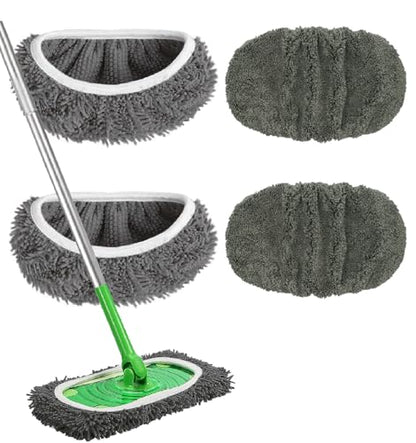 Reusable Microfiber Mop Pads Washable Wet Pads Compatible with Swiffer Sweeper Refills Pads for Wet & Dry Sweeping Cloths Mop Head Replacement for Household Cleaning (Grey 4PCS) - size: Grey 4PCS
