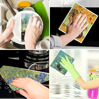 Swedish Dishcloths for Kitchen, 6PCS Black Cat Cellulose Sponge Reusable Paper Towels Washable, Absorbent Fast Drying Swedish Dish Cloth for Home Cleaning - style: Black Cat