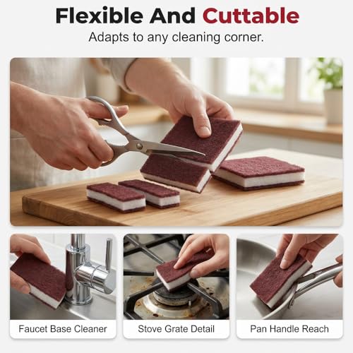 Magic Emery Cleaning Sponge, Carborundum Pot Scrubber Sponge Brush Eraser Scrub Pad, Heavy Duty Tough Stain Grease Remover for Pots Pans Cookware Kitchen Cleaning (4pcs) - color: 4pcs