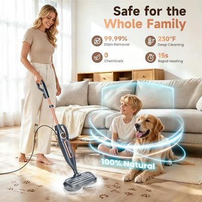 DEVOAC VM6 Scrubbing Steam Mop with Rotating Mop Pads, 10 in 1 Steam Mop, Lightweight Spin Mop & 3 Steam Modes for Hard Floor Laminate Marble Floors (Dark) - color: Dark