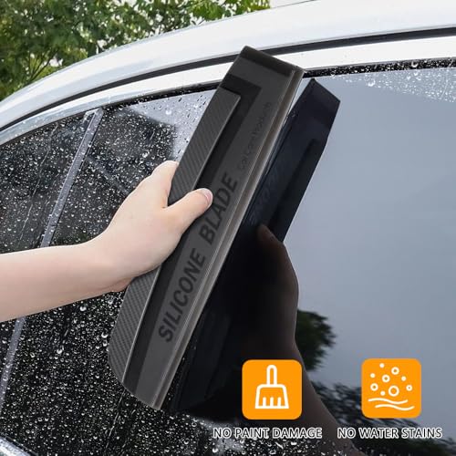 Car Window Squeegee, Silicone Rubber Car Wiper Blades are Integrated for Cleaning Windows, 11.8 Inches Water Scraper Cleaner Universal Automotive Accessories Fit for Cars, SUVs and Trucks
