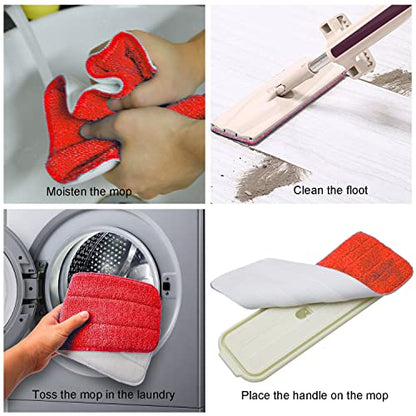 Microfiber Replacement Mop Pad, 18 x 6 Wet & Dry Home & Commercial Cleaning Refills, Reusable Floor Mop Pads, 6 Pack (Red)… - color: Red