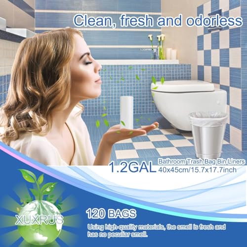 XUXRUS Small Trash Bags 1.2 Gallon - 5 Liter Waste Basket Trash Bags Bathroom Garbage Bags for Toilet,Office,120 Count,White - style: 5 Liter-White-120 Counts
