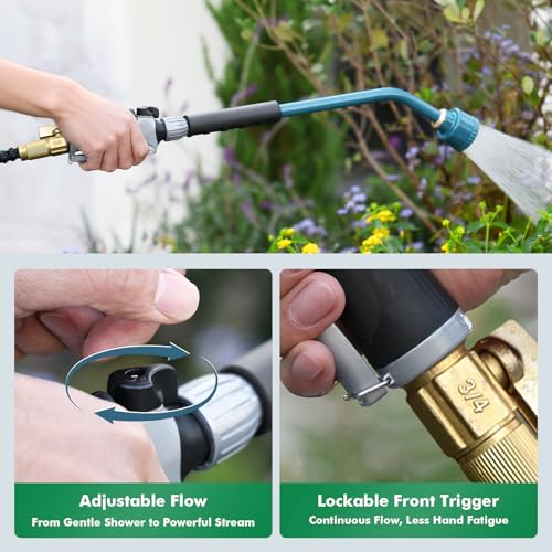 RESTMO Heavy Duty Full Metal Long Watering Wand, 24 Inches Gentle Soft Full Shower Sprayer Wand with Flow Control, Hose Wand for Hanging Baskets, Shrubs, Plants, Flowers, Garden and Lawn, Blue - color: Blue