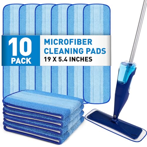 10 Pack Microfiber Cleaning Pads Compatible with Bona Mop, 18 Inch Hardwood Floor Replacement Cleaner Pads, Washable & Reusable Microfiber Mop Pads for Hard Surface Floors