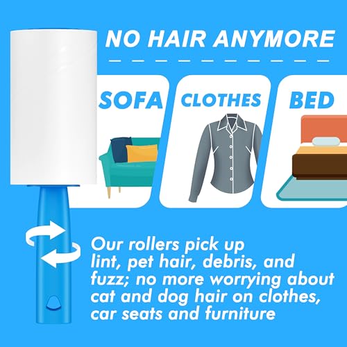 Extra Sticky Lint Roller, Mega Value Set 400 Sheets for Pet Hair Removal, Dog and Cat Lint Remover for Clothes, Furniture, Carpet - size: 400 Sheets Standard