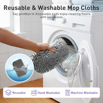 6 Pack Reusable Microfiber Mop Pads Compatible with Sweeper Mops, Replacement Mopping Pads Dry Sweeping Cloths, Washable Chenille Flat Mops Refills for Mopping Floor Cleaning (Mop is not Included) - color: Gray