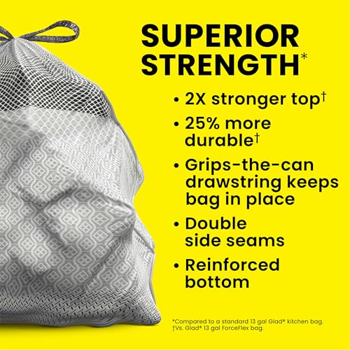 Glad ForceFlex MaxStrength Kitchen Trash Bags, 20 Gal, Fresh Clean Febreze, 80 Ct (Package May Vary) (Pack of 3) - size: 80 Count (Pack of 3)