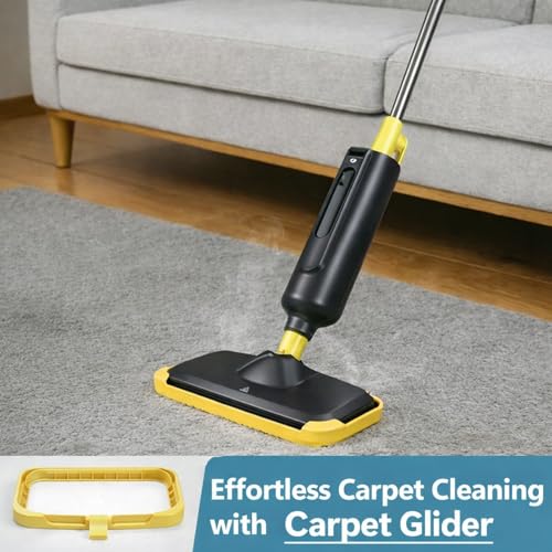 Simple Deluxe Steam Mop for Floor Cleaning, Lightweight Floor Steamer Cleaner Mop - Ideal for Hardwood/Tile/Laminate Floors Carpet, 2 Washable Pad, Black and Yellow