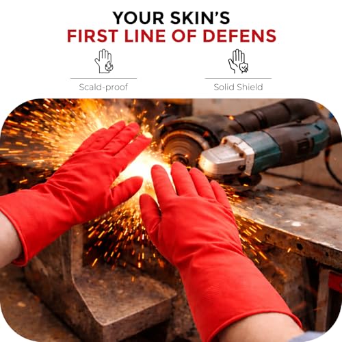 LADWA Non-Slip Household Cleaning Reusable Dishwashing Gloves for Kitchen Gardening Flexible Long-lasting Waterproof Gloves - color: Red, size: Pack of 5