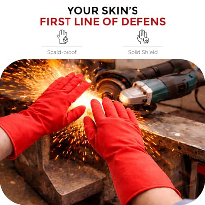 LADWA Non-Slip Household Cleaning Reusable Dishwashing Gloves for Kitchen Gardening Flexible Long-lasting Waterproof Gloves - color: Red, size: Pack of 2