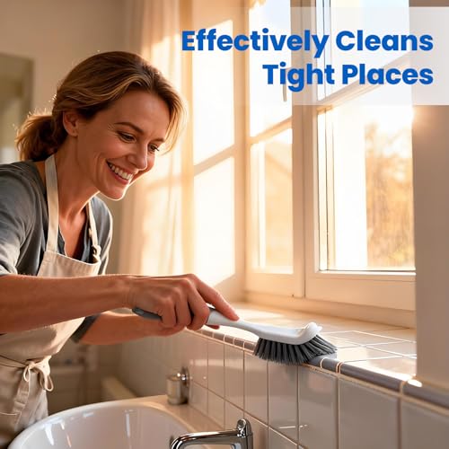 3 Pack Scrub Brush Set, Hard Bristle Brushes for Cleaning Bathroom, Sink, Corner, Stove, Tile Grout, Tight Spaces