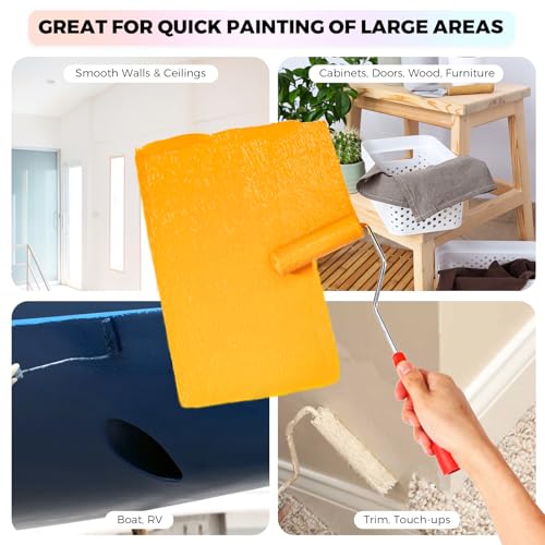 4 Inch Mohair Paint Roller Covers, 1/4" Nap, 5 Pack Lint-Free Small Paint Roller Refills with Frame Kit, Mini Rollers for Painting Cabinets, Door, Walls, Furniture, Trim, All Paints & Stains - color: 5pcs