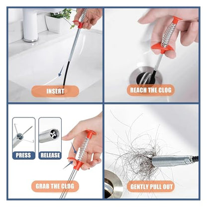 Drain Snake,33 inch Flexible Grabber Claw Pick Up Reacher Tool,Drain Clog Remover - Gutter Cleaning Tools for Home Sink, Bathroom Tub,Drain, Toilet, Tight Spaces - style: 33"