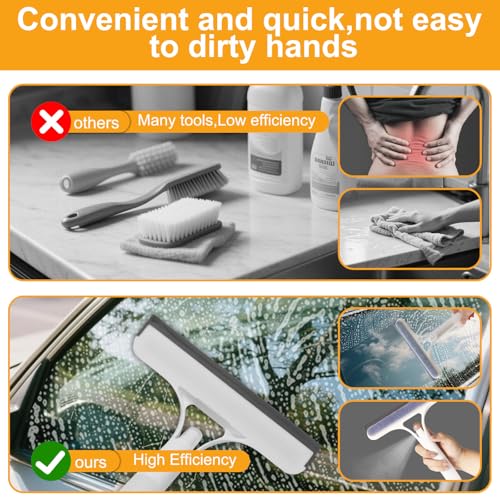 Pro 3 in 1 Window Cleaning Scraper with 2 Replaceable Cleaning Cotton Strips, 3 in 1 Spray Squeegee, Window Squeegee, Suitable for Cleaning Bathroom Glass, Mirrors, Car Windows (Blue) - color: Pro-blue