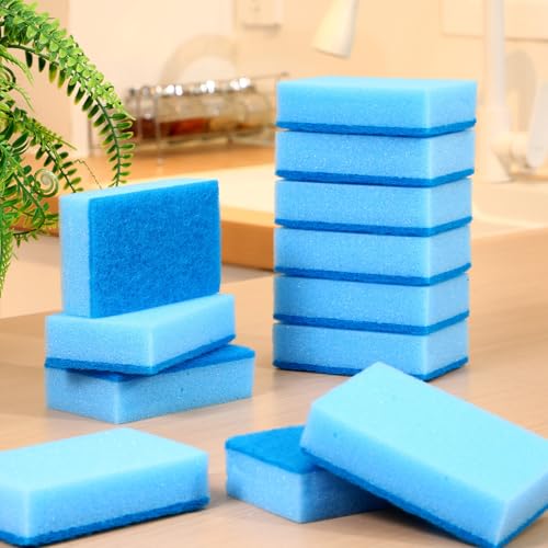 Tioncy 180 Pcs Individually Wrapped Sponges Bulk Kitchen Brown Non Scratch Scrub Sponges Dual Sided Cleaning Scrubber for Household Washing Dishes, Pots, Pans, Sinks, Stoves, Appliances, Car, Bike - color: Blue