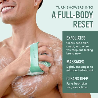 Sud Scrub® Antimicrobial Silicone Body Scrubber, Exfoliating Body Brush for Sensitive Skin, Antibacterial Shower Scrubber for Body, Bathroom Essentials for Men & Women, Mint - color: Mint