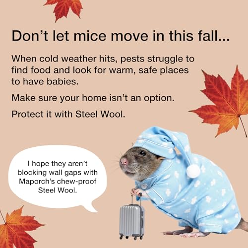 Steel Wool Mice Control 3-pc, Mouse Hole Filler, Scissors & Gloves, MaPorch | 22.5ft Total - Sharp, Strong & Expanding - Fits All Gaps - Immediate Install - Block Rats, Rodents, Bugs & Squirrels - size: 3-Pack