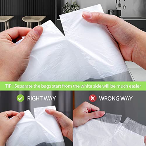 1.6 Gallon Small 220 Counts Strong Drawstring Trash Bags Garbage Bags by Teivio, Bathroom Trash Can Bin Liners, Plastic Bags for home office kitchen, White - style: 220-1.6 Gallon-White