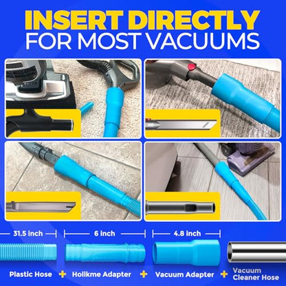 Holikme Dryer Vent Cleaner Kit Dryer Lint Vacuum Attachment Brush, Lint Remover, Dryer Vent Vacuum Hose Replacement Parts,Duct Cleaning,Blue - color: Blue