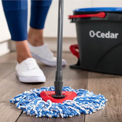O-Cedar EasyWring RinseClean Microfiber Spin Mop & Bucket Floor Cleaning System with 3 Extra Refills, Plastic, Grey - color: Rinseclean Spin Mop & Bucket + 3 Extra Refills
