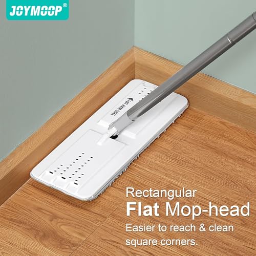 JOYMOOP Bathroom Cleaning Set, Mop and Bucket System with Toilet Brush Set, White, Microfiber Flat Mop for Household & Commercial Floor and Bathroom Cleaning - color: White Liteb131