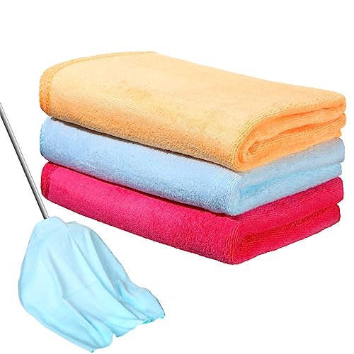 Newwiee 3 Pcs Extra Large Microfiber Cleaning Cloth 30" x 20" Washable Reusable Microfiber Towel Streak Free Lint Free Cloth for Cleaning Home Glass Office Window Bathrooms (Pink,Yellow,Light Blue) - color: Pink, Yellow, Light Blue