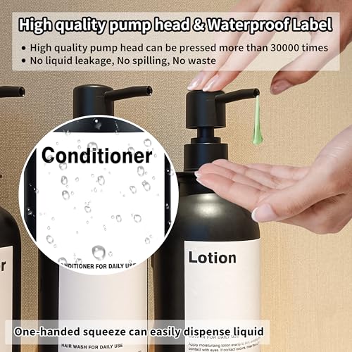 Shampoo Dispenser for Shower Wall, Shampoo and Conditioner Dispenser with 16 Waterproof Labels, Shower Dispenser 3 Chamber No Drill, Shower Soap Dispenser Wall Mounted for Bathroom, 17oz, Black - color: 2-black Bottle + Black Pump